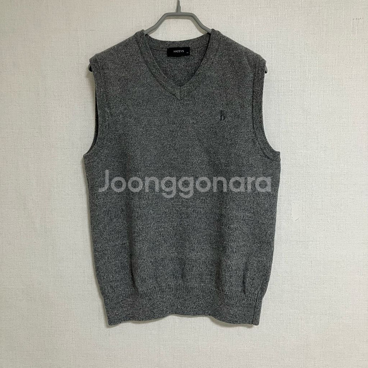 헤지스 그레이 브이넥 니트 베스트 조끼--0