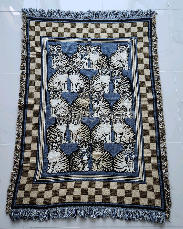 빈티지블랭킷 빈티지패브릭 태피스트리 타피스트리 빈티지러그 빈티지담요 고양이러그 고양이블랭킷--0