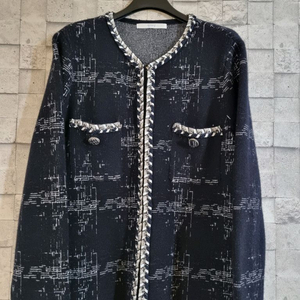 기비 블랙네이비 트위드가디건 자켓