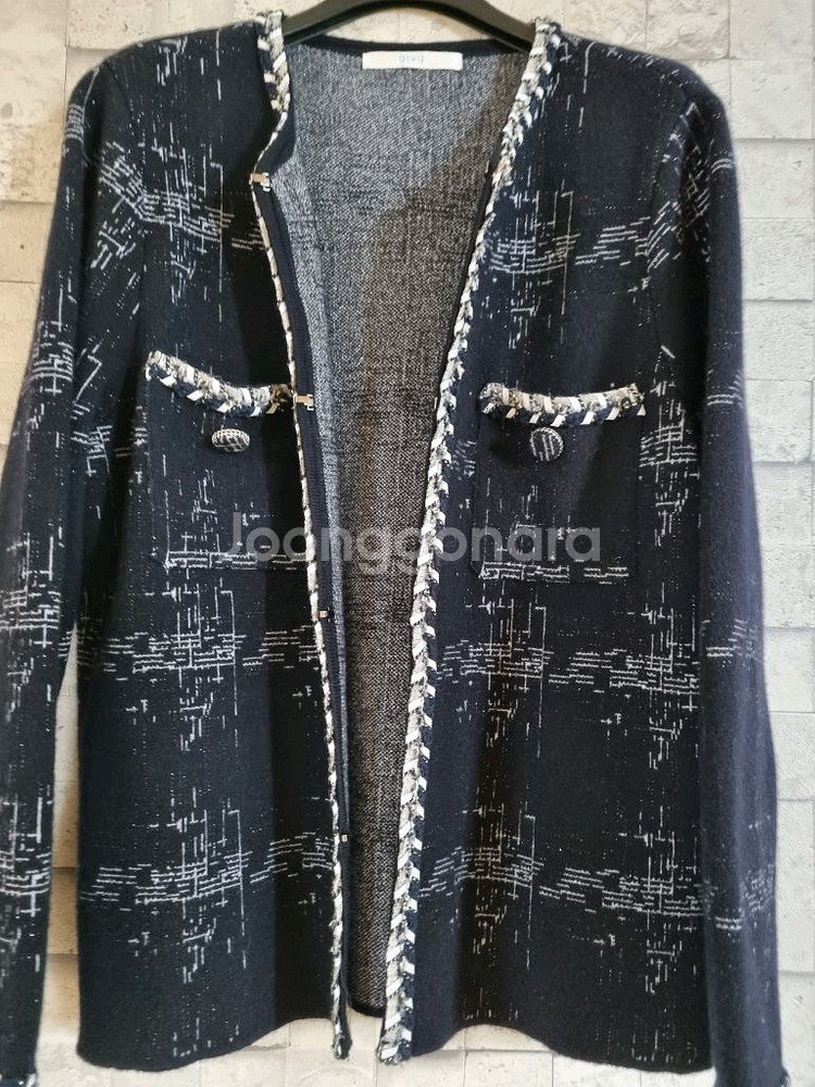 기비 블랙네이비 트위드가디건 자켓--4