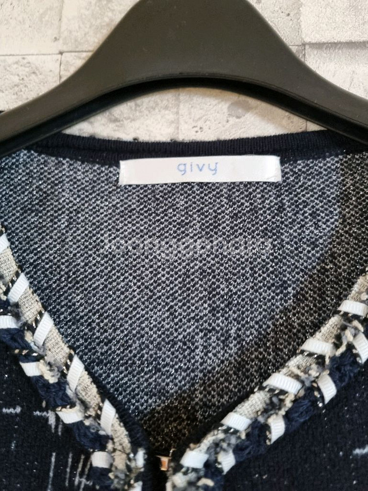 기비 블랙네이비 트위드가디건 자켓--7