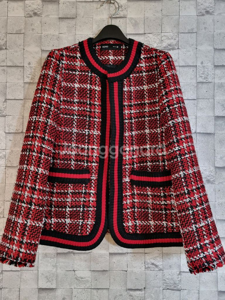 미쏘 레드배색 트위드자켓--0