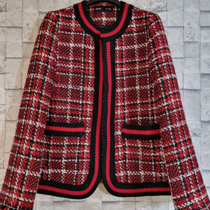미쏘 레드배색 트위드자켓
