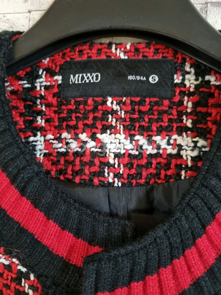 미쏘 레드배색 트위드자켓--2