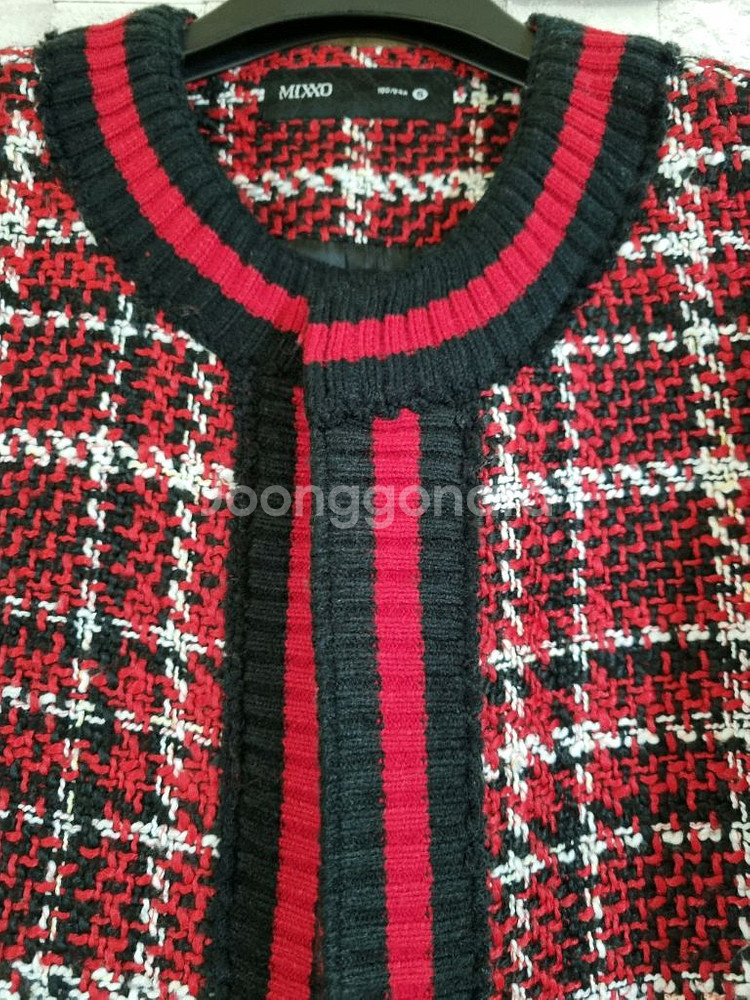 미쏘 레드배색 트위드자켓--3