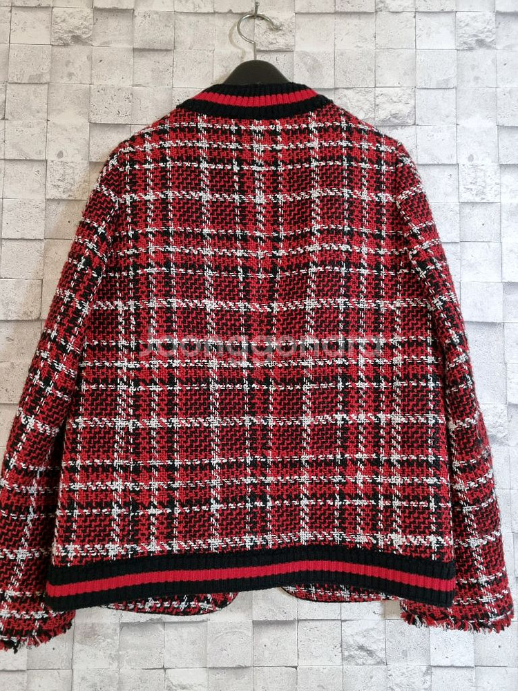 미쏘 레드배색 트위드자켓--9