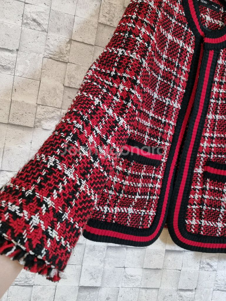 미쏘 레드배색 트위드자켓--10