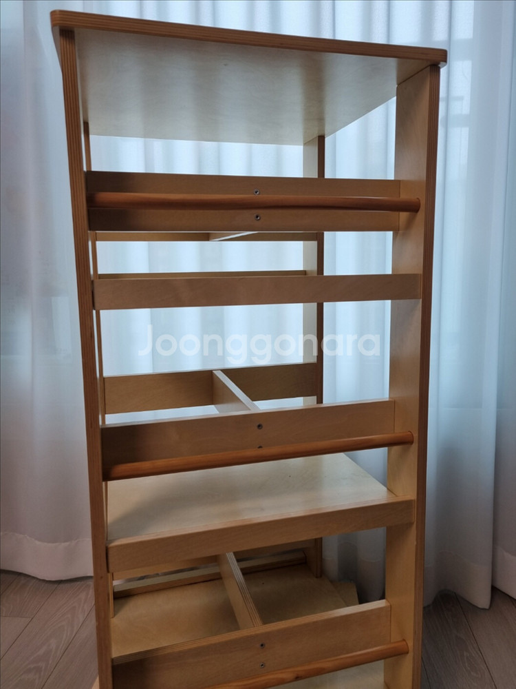 맘스보드 원목 회전책장 3단--1