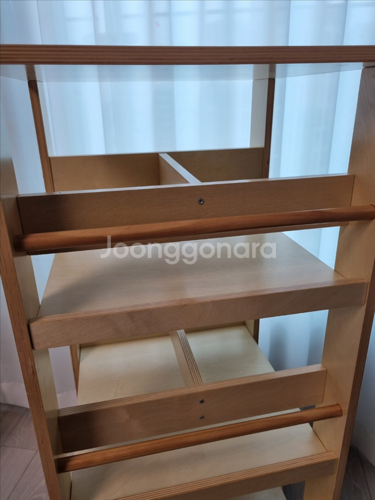 맘스보드 원목 회전책장 3단--2