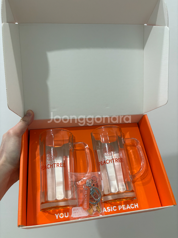 피치트리 하이볼잔 2개 + 키링 새상품--1