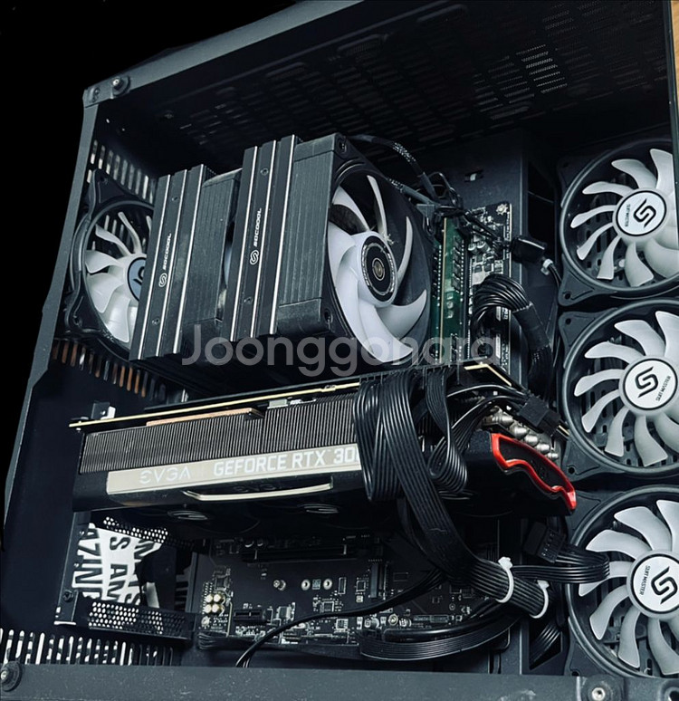 게이밍 컴퓨터 세트 RTX 3080, 5800X3D 본체, QHD 165 모니터, 키보드, 마우스,모니터암 팬 5개--0