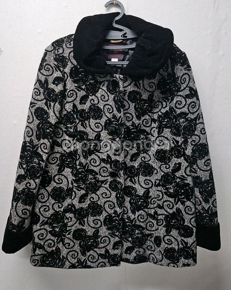 주비드 플라워 패턴 블랙 코트 88--0