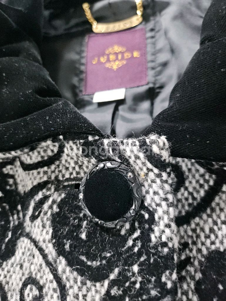 주비드 플라워 패턴 블랙 코트 88--1