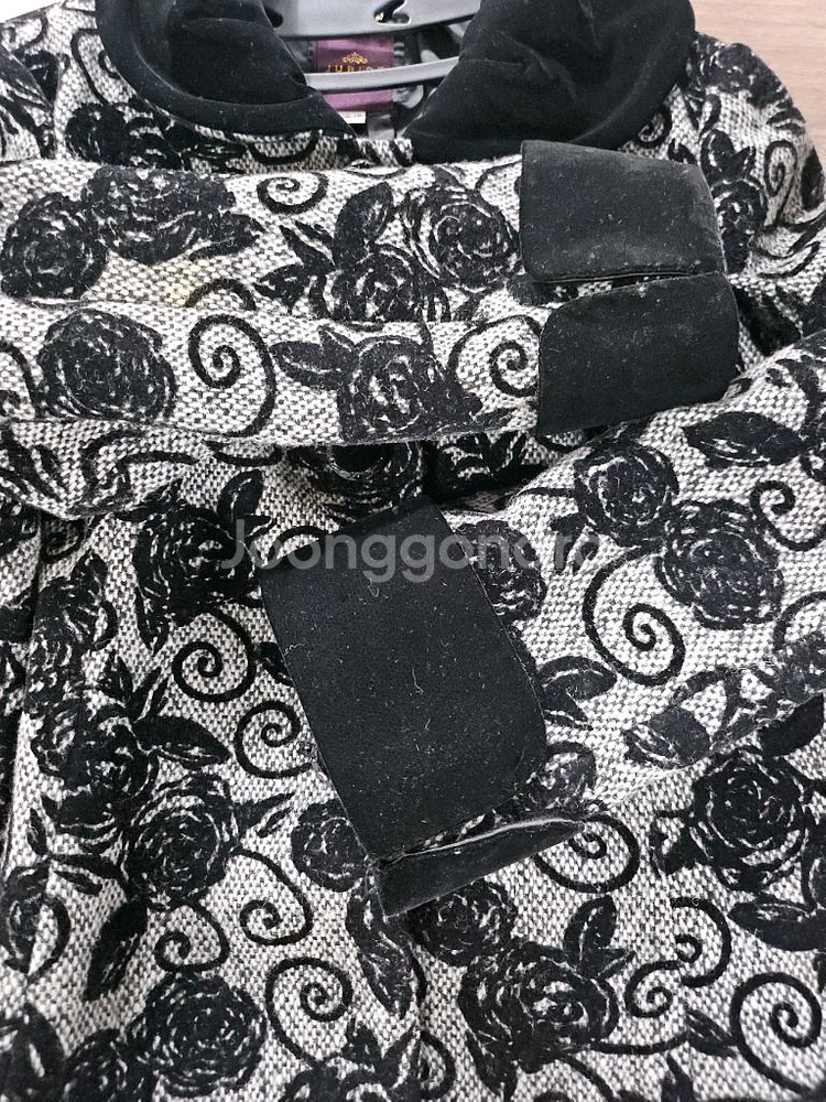 주비드 플라워 패턴 블랙 코트 88--3