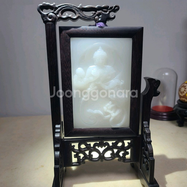 백옥 불상 조각 감상패 2종--5