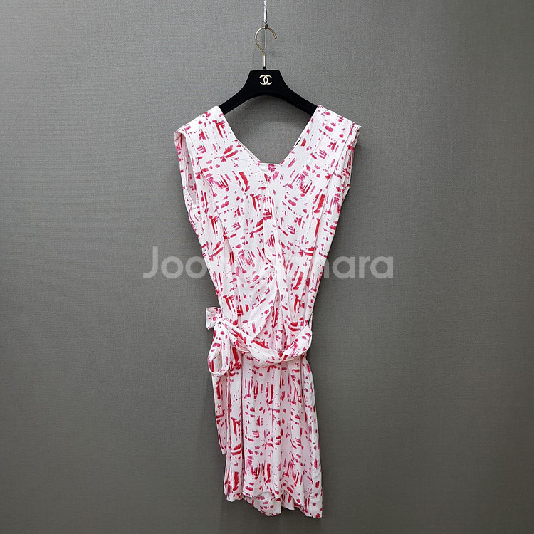 비비안웨스트우드 핑크 브러쉬 패턴 랩 원피스 38사이즈--0