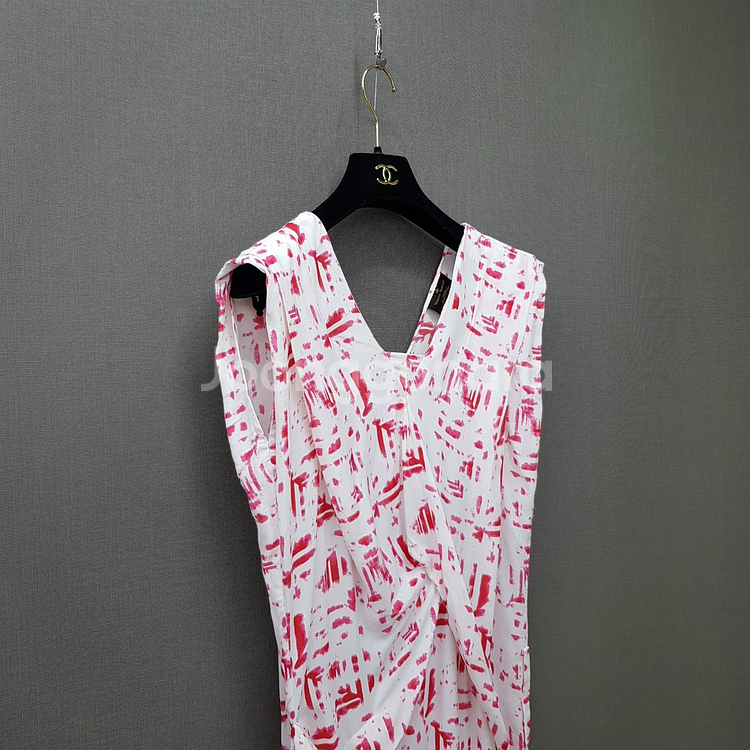 비비안웨스트우드 핑크 브러쉬 패턴 랩 원피스 38사이즈--3