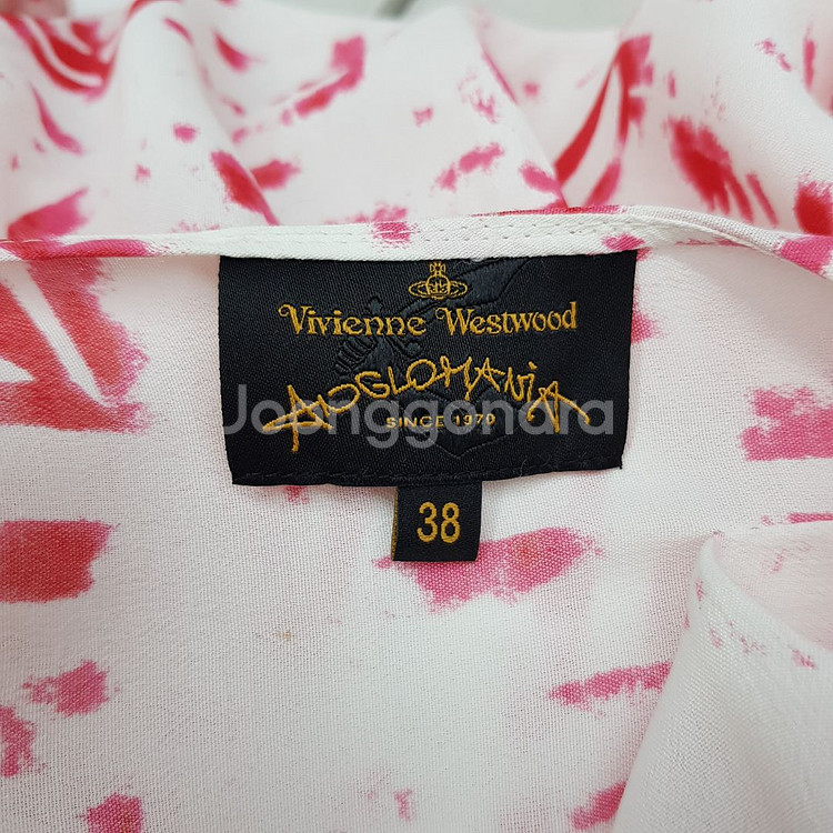 비비안웨스트우드 핑크 브러쉬 패턴 랩 원피스 38사이즈--5