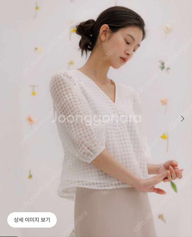 시에 sie 벨 셀리나 체크 블라우스 화이트 S 새상품--0