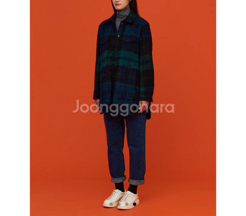 빈폴 그린 알파카 블렌드 헤어리 체크 트러커--1