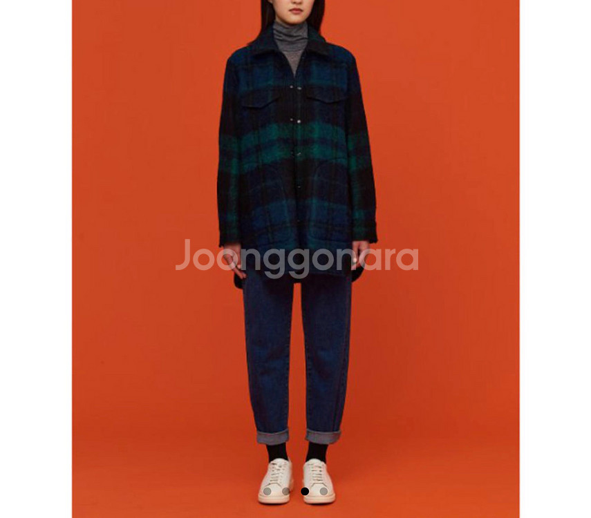 빈폴 그린 알파카 블렌드 헤어리 체크 트러커--0