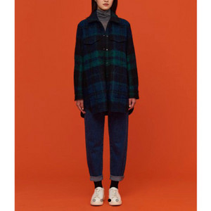 빈폴 그린 알파카 블렌드 헤어리 체크 트러커