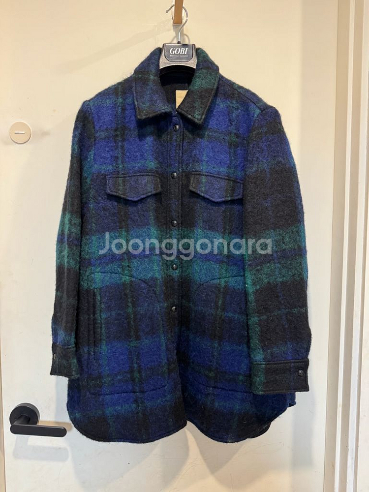 빈폴 그린 알파카 블렌드 헤어리 체크 트러커--4