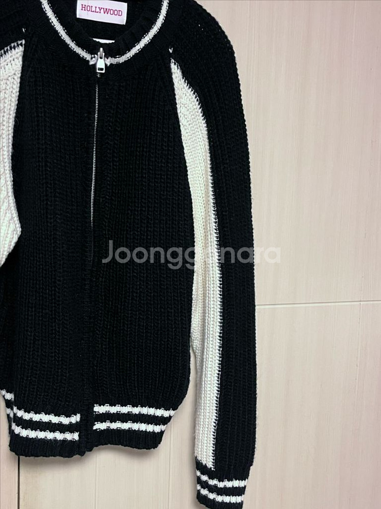 니트 하찌 집업 크롭 숏 블루종 나그랑 가디건 블랙 화이트 아이보리--2