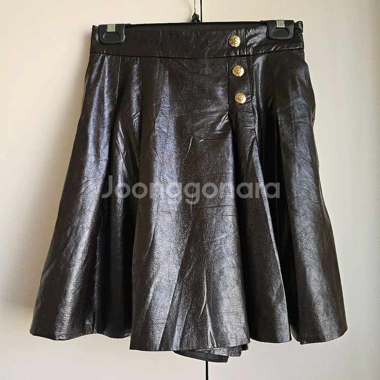 오브제 페이크 레더 스커트 팬츠--7