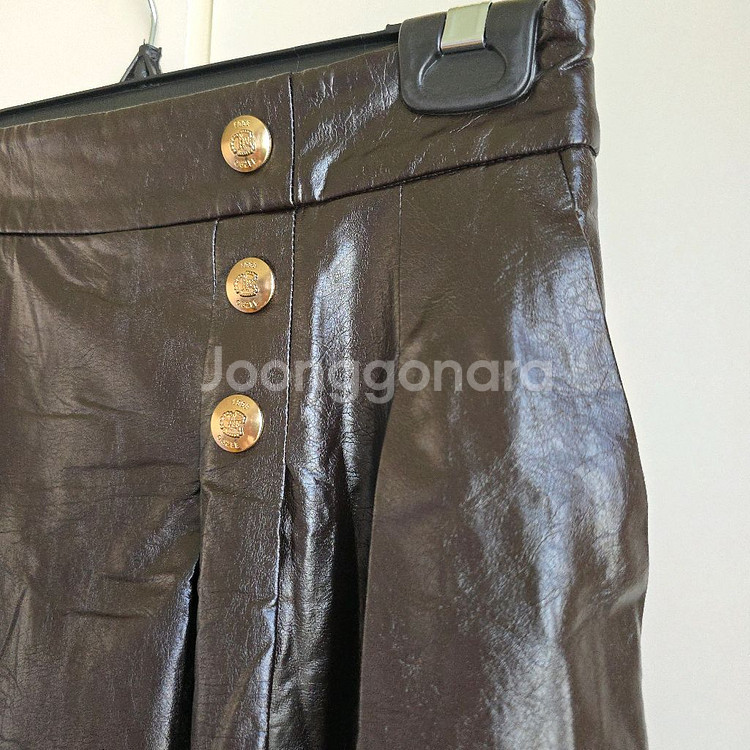 오브제 페이크 레더 스커트 팬츠--3