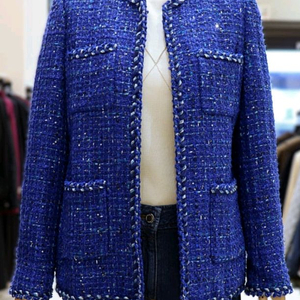 아이잗바바 글리터 스팽글장식 트위드 자켓 66사이즈 새제품 딥블루컬러