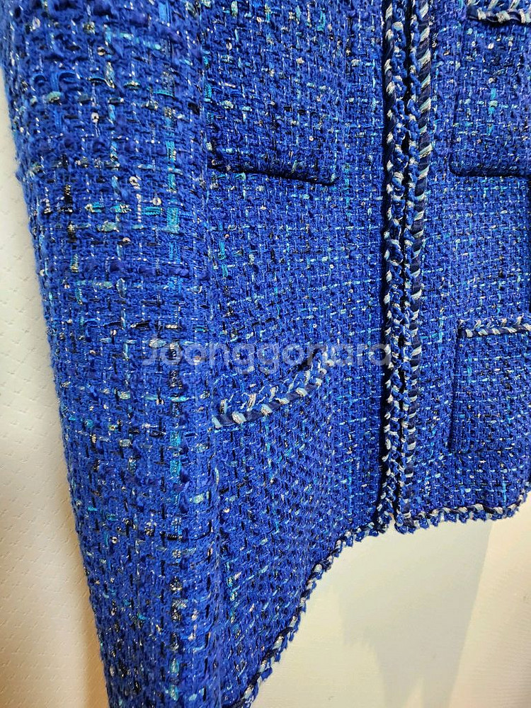 아이잗바바 글리터 스팽글장식 트위드 자켓 66사이즈 새제품 딥블루컬러--6