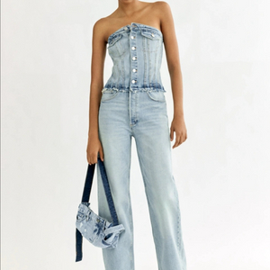 (미착용 새상품) (강추템) 자라 ZARA 오프숄더 데님 점프슈트