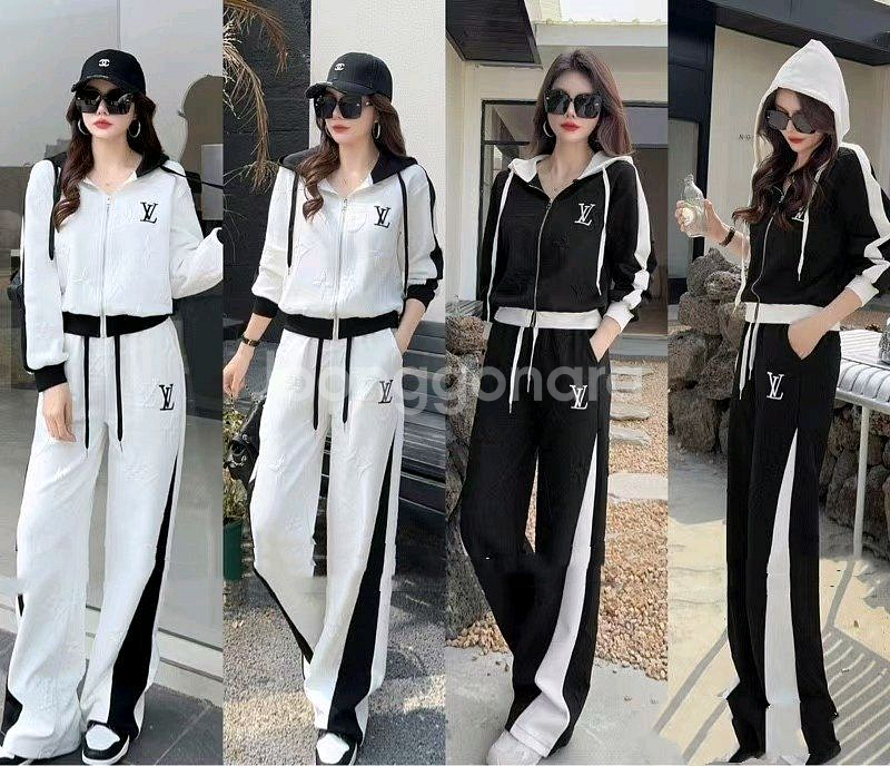 수입의류 로고자수 후드집업 루이세트 트레이닝복 투피스--3