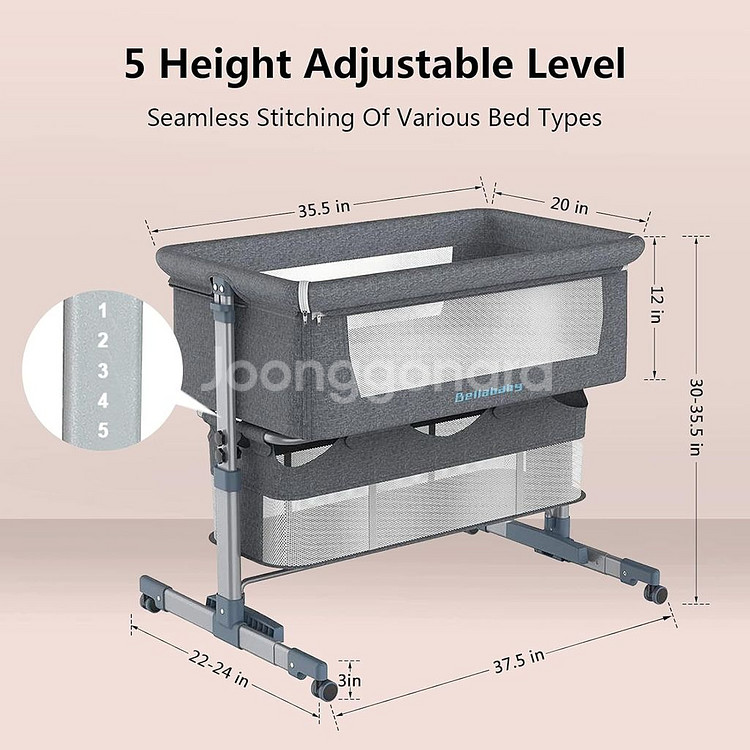 Bellababy 벨라베이비 접이식 높이조절 아기침대 / 미사용 새제품 판매합니다.--1