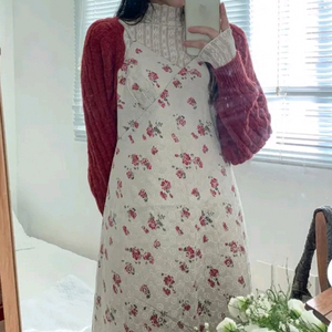 로버블 단종 빈티지 스타일 원피스, 가디건 세트 (택포)