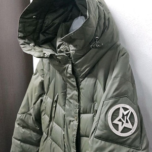 BAUZ 카키색 후드 롱 패딩 M