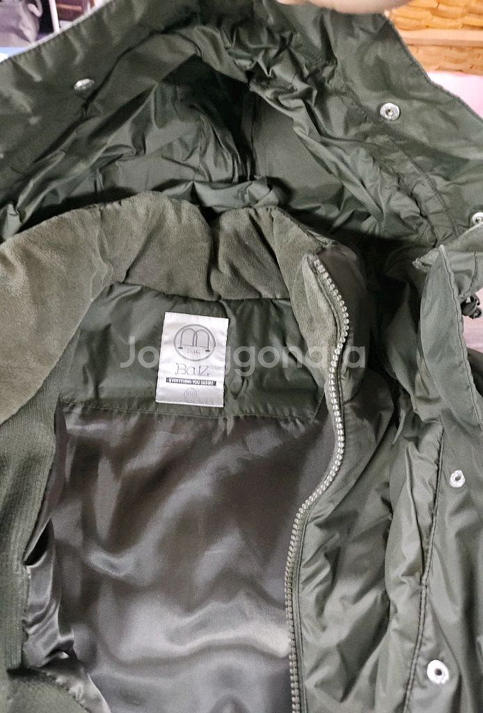 BAUZ 카키색 후드 롱 패딩 M--2