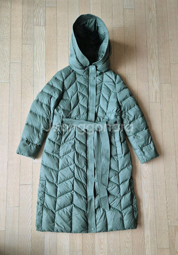 블루페페 심플 후드거위롱코트 구스다운 롱패딩점퍼 66--0