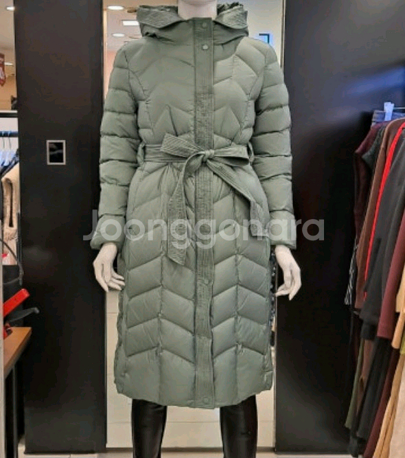 블루페페 심플 후드거위롱코트 구스다운 롱패딩점퍼 66--1