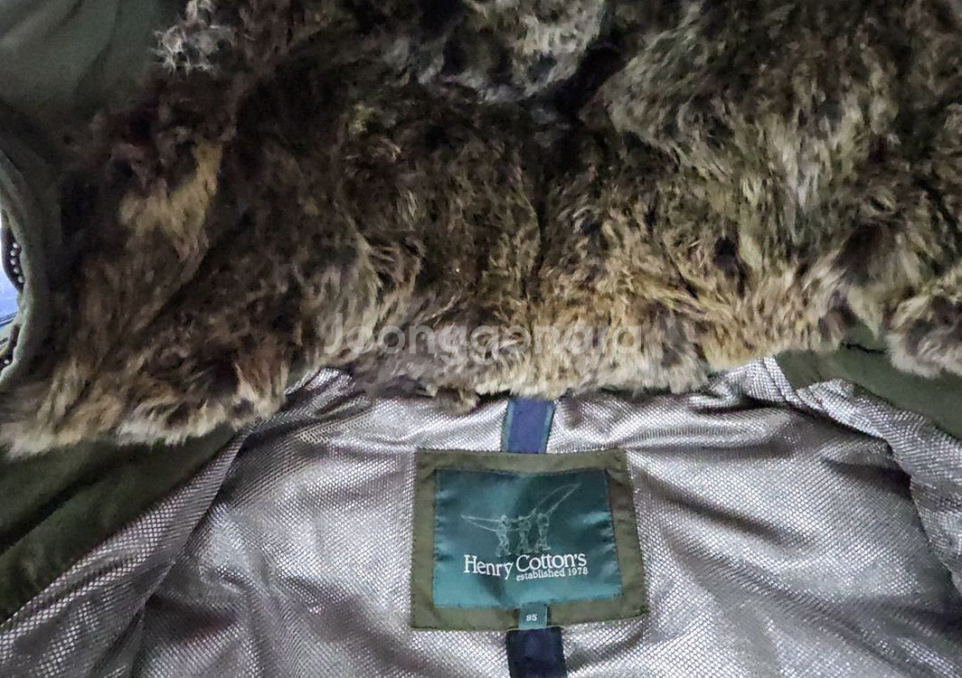 헤리코튼 카키색 후드 야상 패딩 점퍼 95--6