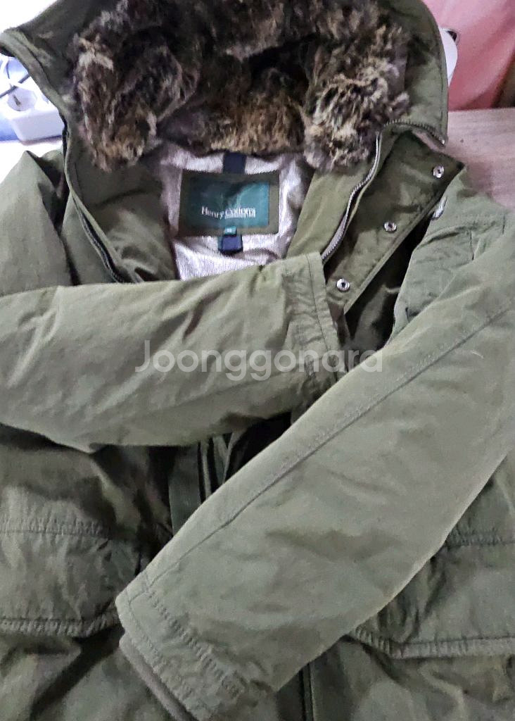 헤리코튼 카키색 후드 야상 패딩 점퍼 95--8