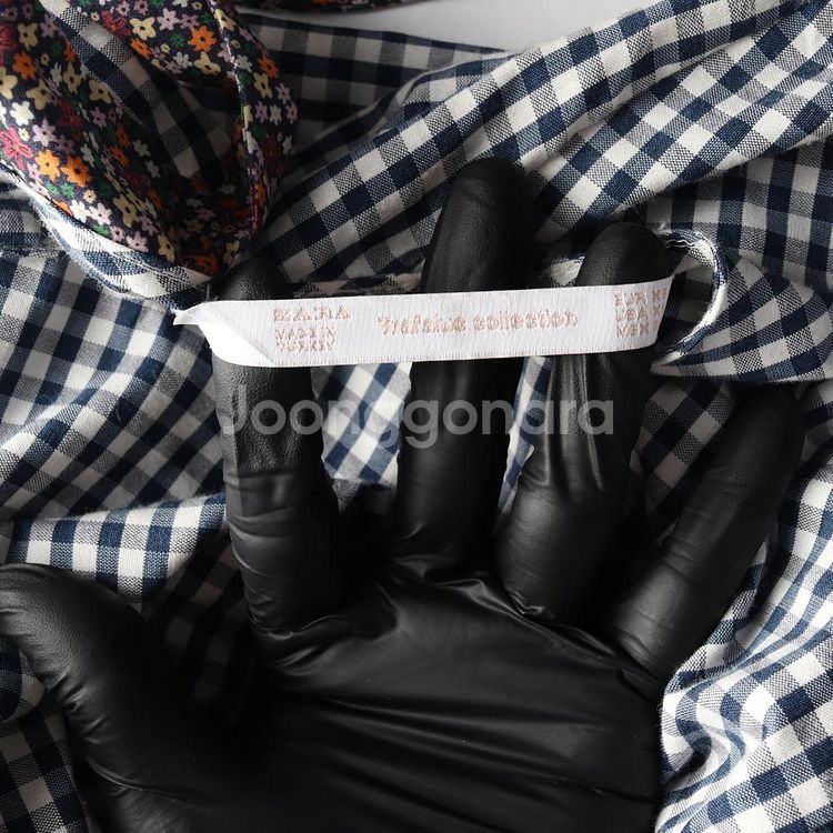 [XS]자라 네이비 체크 플로럴 리본 긴팔 베이비돌 블라우스--4