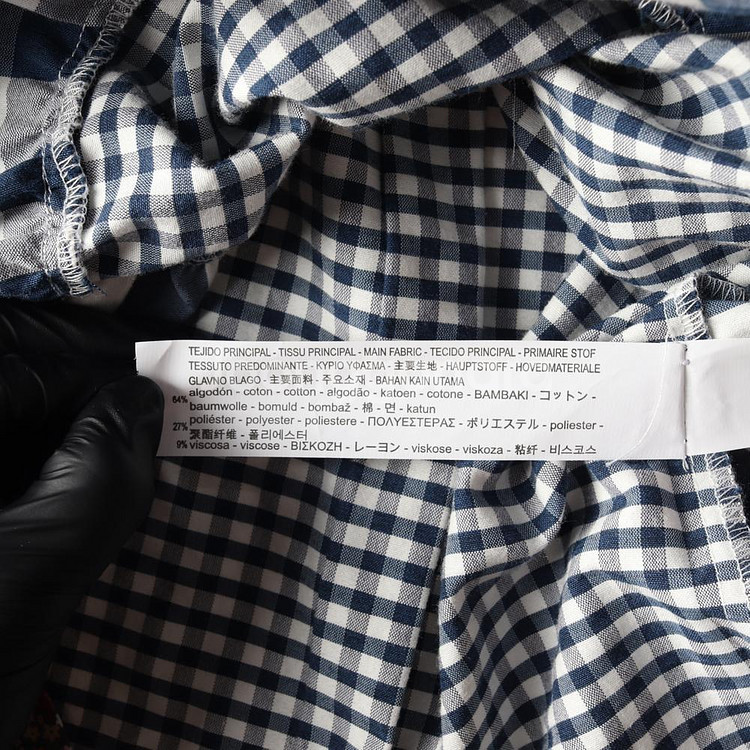 [XS]자라 네이비 체크 플로럴 리본 긴팔 베이비돌 블라우스--5