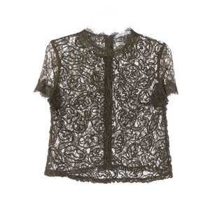 [S]자라 카키 레이스 반팔 블라우스