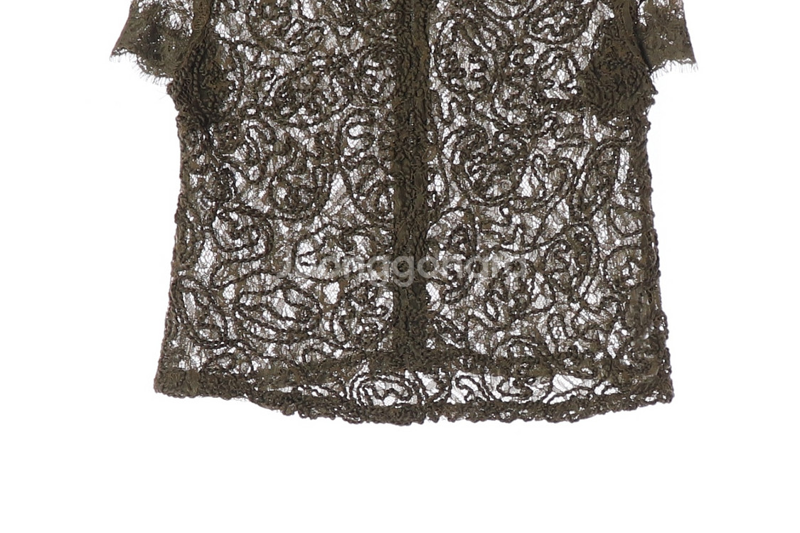 [S]자라 카키 레이스 반팔 블라우스--2