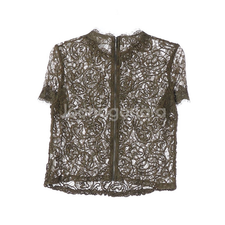 [S]자라 카키 레이스 반팔 블라우스--3