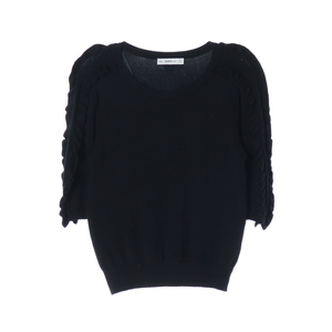 [M]자라 블랙 프릴 반팔 니트 티셔츠