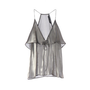 [S]자라 실버 샤인 브이넥 나시 블라우스