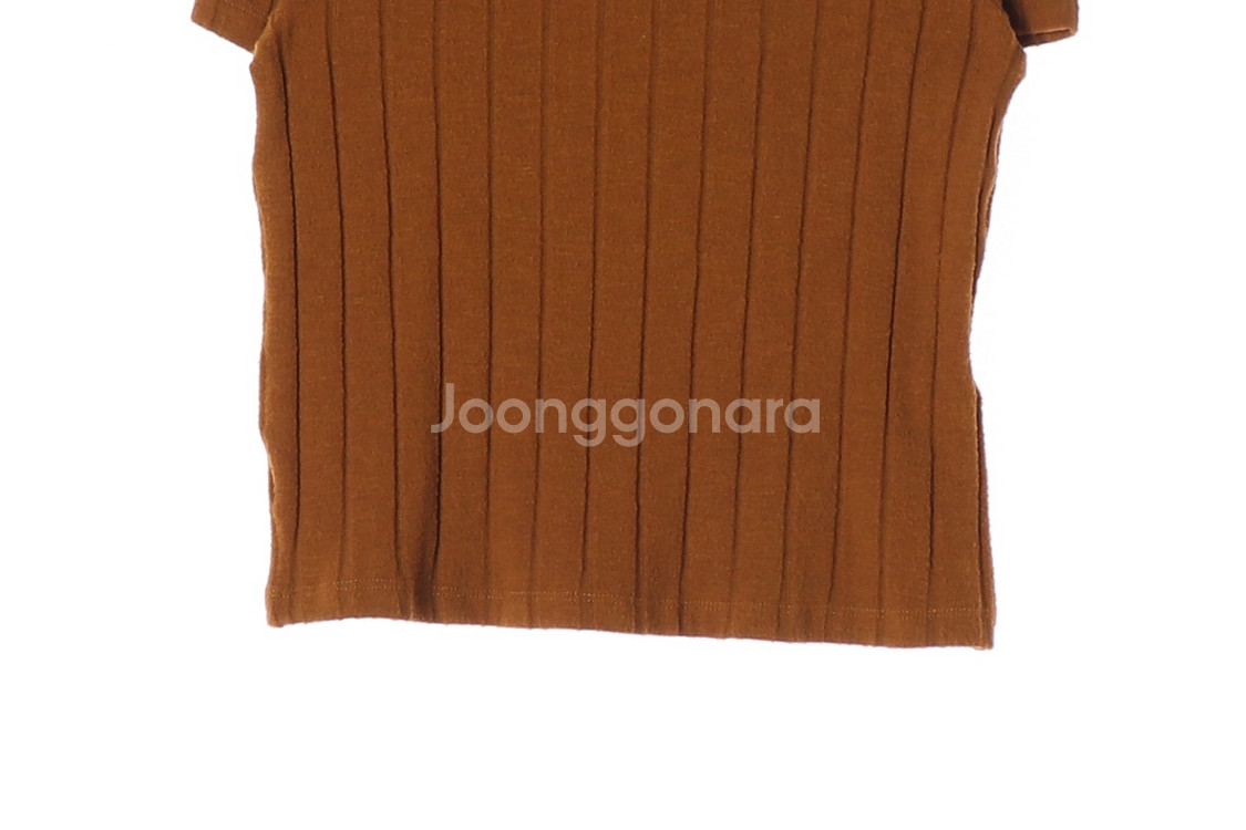 [S]자라 브라운 골지 반팔 니트 티셔츠--2